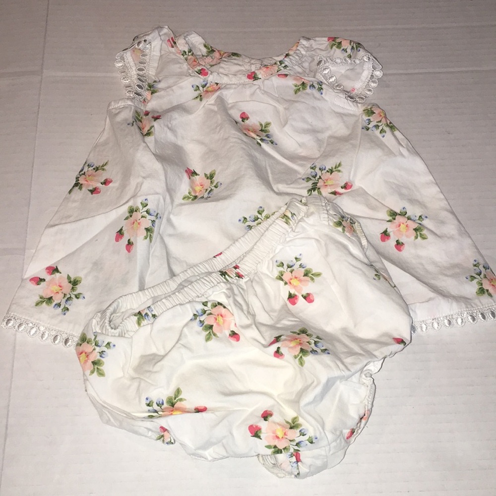 Janie And Jack Baby Girl Dress And Bloomers Floral Print Matching Set | 12-18 M